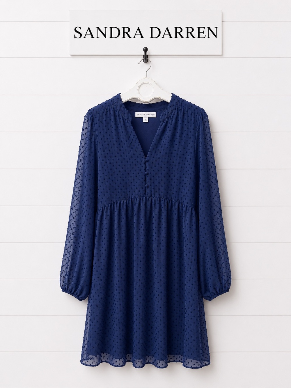 SANDRA DARREN Blue Swiss Dot Dress Size 18W